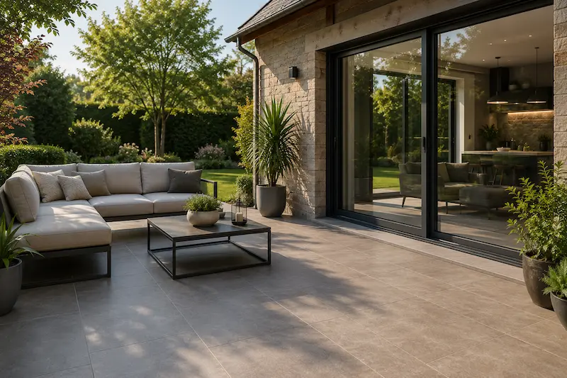 Terrasse extérieure en carrelage près d’Hazebrouck
