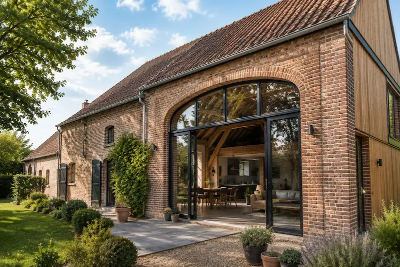 Réhabilitation d’une ancienne grange en brique à Bailleul