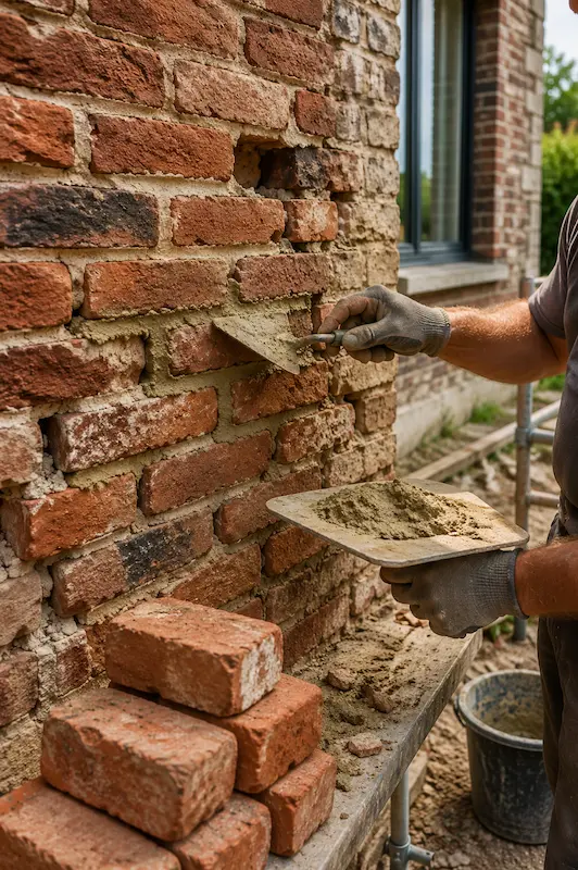Rénovation d’une maçonnerie ancienne en briques à Bailleul