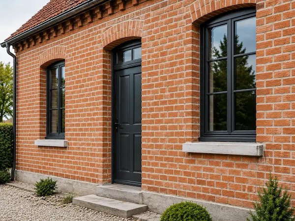 Façade en brique nettoyée après hydrosablage près d’Hazebrouck