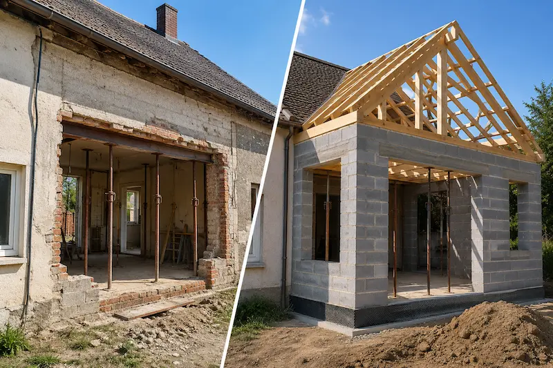 Travaux de gros œuvre pour la rénovation et l’extension d’une maison