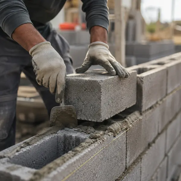 travaux de maçonnerie sur une maison en rénovation dans les Flandres