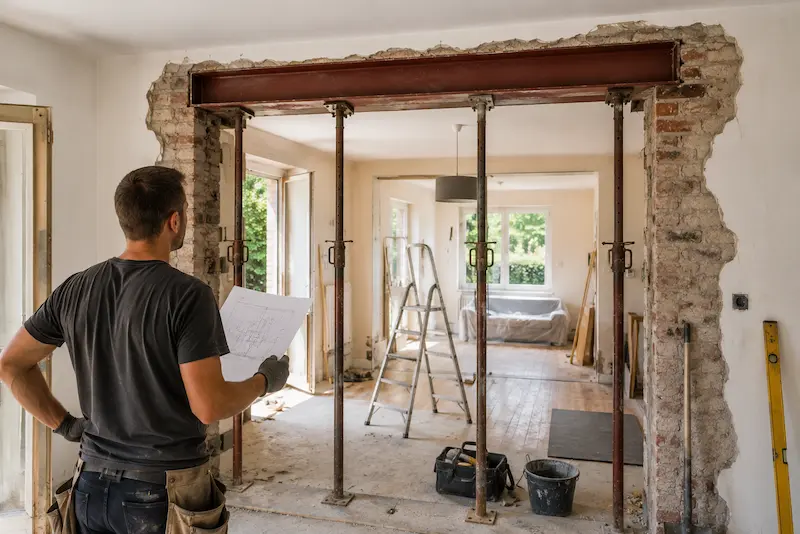 Création d’une ouverture dans un mur porteur lors de travaux de rénovation à Bruay-la-Buissière