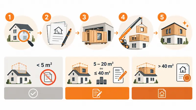 Surélévation en bois pour maison : gagner en espace sans agrandir au sol 1 etapes surelevation bois seuils reglementaires