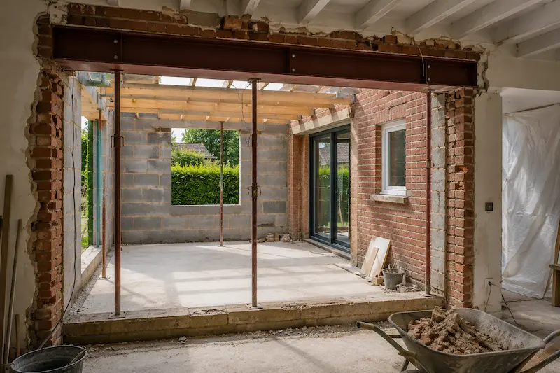 Création d’une ouverture entre une maison existante et son extension près de Béthune
