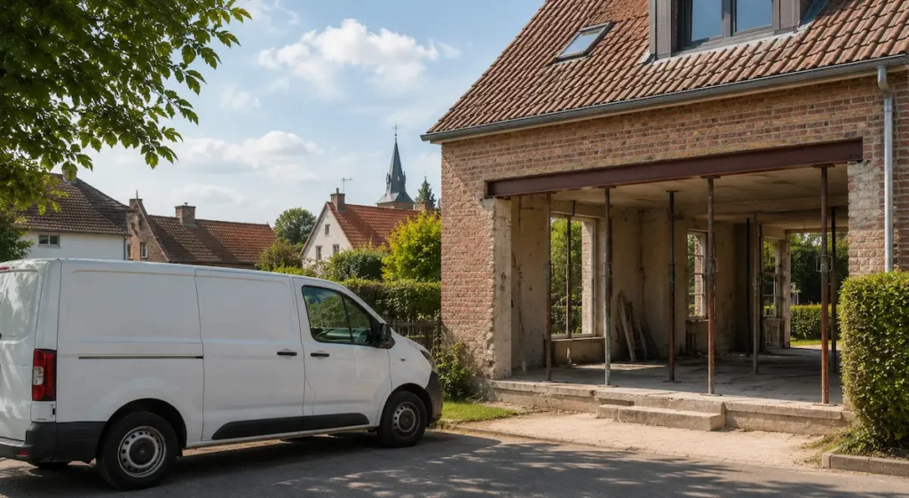 Chantier d’ouverture de mur porteur dans une maison près de Bruay-la-Buissière et Merville