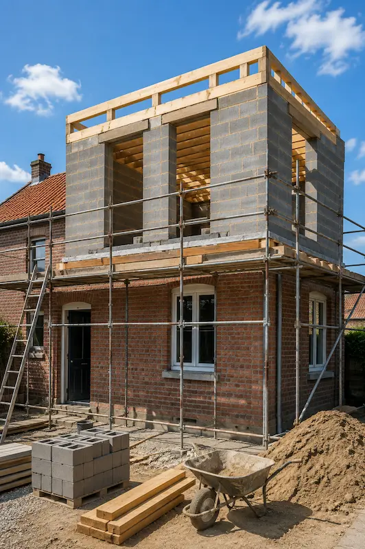 extension surélévation maison Béthune 16 Création d’un étage par surélévation d’une maison en brique près de Béthune